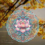 Décoration extérieure spinner métallique multicolore floral artisanal diamètre 25cm jardin balcon
