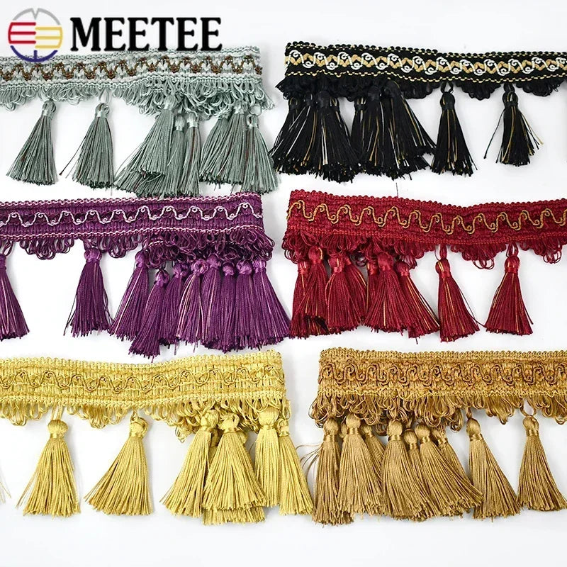 ruban pompons violet marron doré décoration mariage tissu polyester franges élégant accessoire broderie tassel