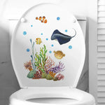 sticker mural sous marin multicolore poissons coraux dauphin cartoon opaques salle bain