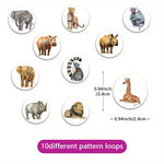 autocollants animaux sauvages blancs gris beige 500 pièces adhésifs illustrés éléphant girafe léopard