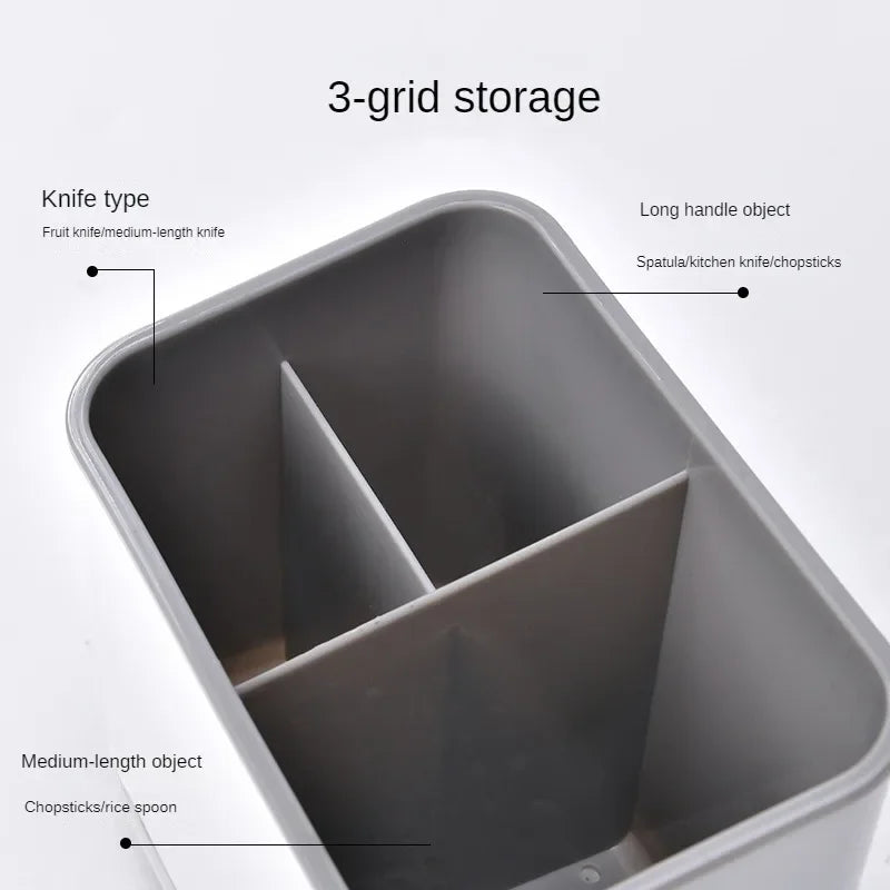 organisateur couverts gris clair compartiments multiples égouttoir moderne minimaliste plastique lisse adhésif vert pastel