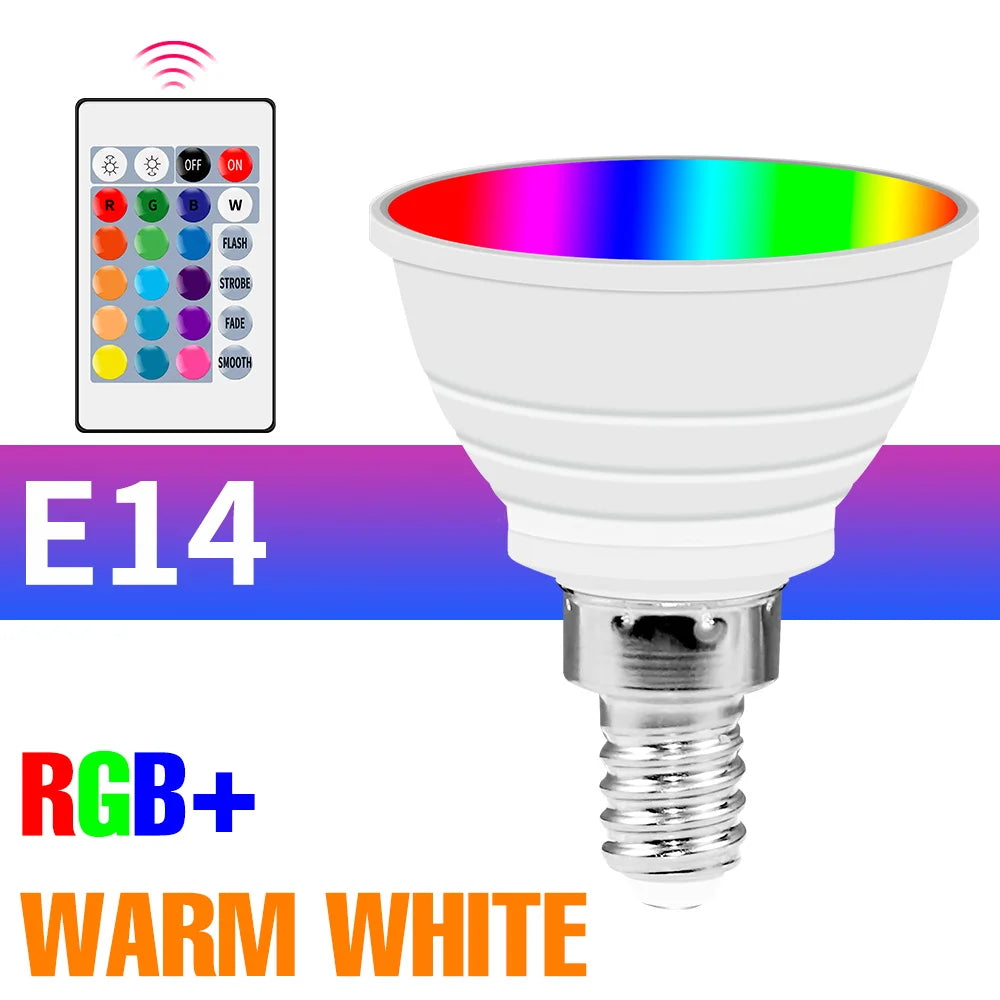ampoule led e27 gu10 e14 rgb 15 couleurs réglables télécommande smart moderne blanc opacité
