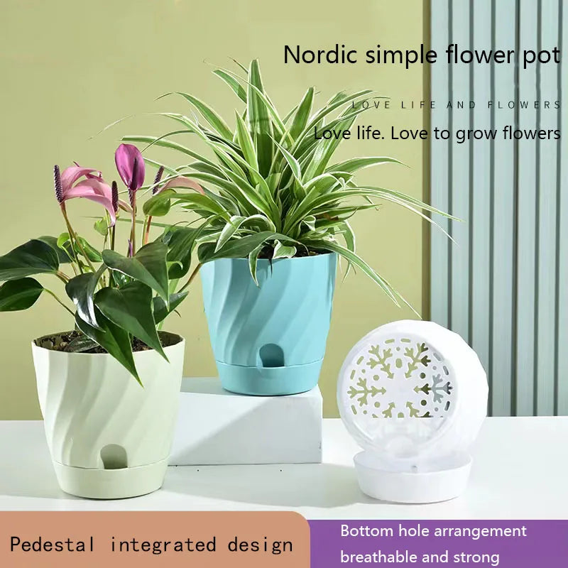 pot fleurs plastique nordique texture ondulée bac plante jardin intérieur moderne
