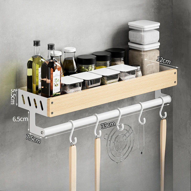 étagère murale bois marron bouteilles condiments huile d'olive moderne vis fixations rechargeable multifonctionnelle