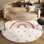 tapis moderne enfant arc ciel étoiles points colorés doux polyester imperméable antidérapant blanc orange