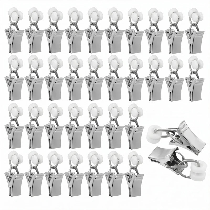 pinces rideau argentées modernes clips robustes transparents opaques accessoires fenêtres douches