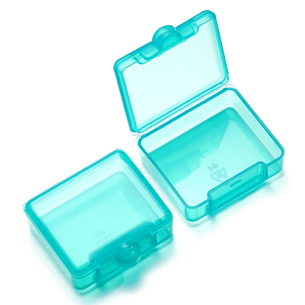 boîtes rangement hexagonnelles modernes transparentes clips colorées bleu noir vert orange violet rouge 42x46mm