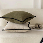 taies d'oreiller décoratives vert olive moderne coton polyester respectueux environnement simple fixations