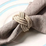 anneaux serviette corde coton rustique set 36 beige clair tressée opacité marine