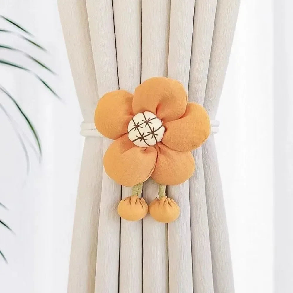 rideau fleuri accessoire fenêtre ours coton moderne beige blanc opacité