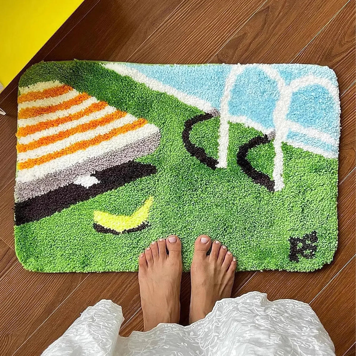 tapis bain antidérapant polyester lettres relief moderne absorbant doux salle bain