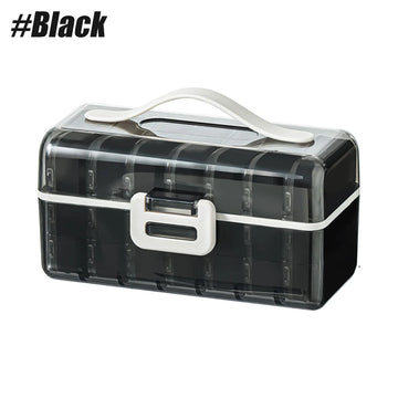 organisateur médicaments boîte pilules compartiments transparents couleurs gris blanc moderne pratique