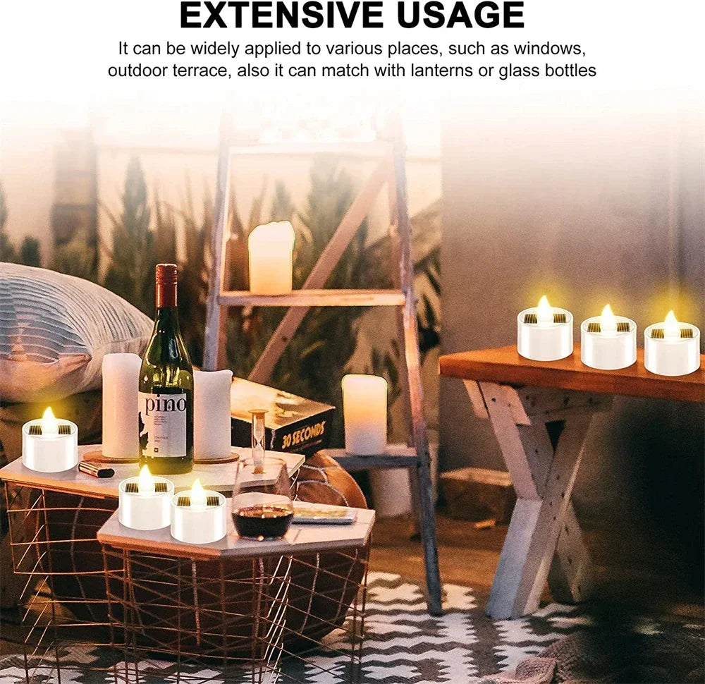 bougies solaires led sans flamme étanches rechargeables extérieur jardin décoration maison moderne blanc simulateur
