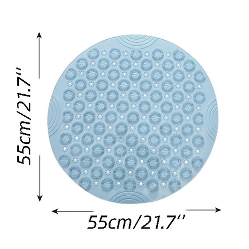 tapis bain circulaire texturé motifs floraux bleu rose moderne adhésif salle bain douceur antidérapant