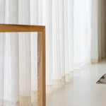 rideau moderne blanc rayures verticales transparent inclusion ruban adhésif clips 100cmx250cm maison