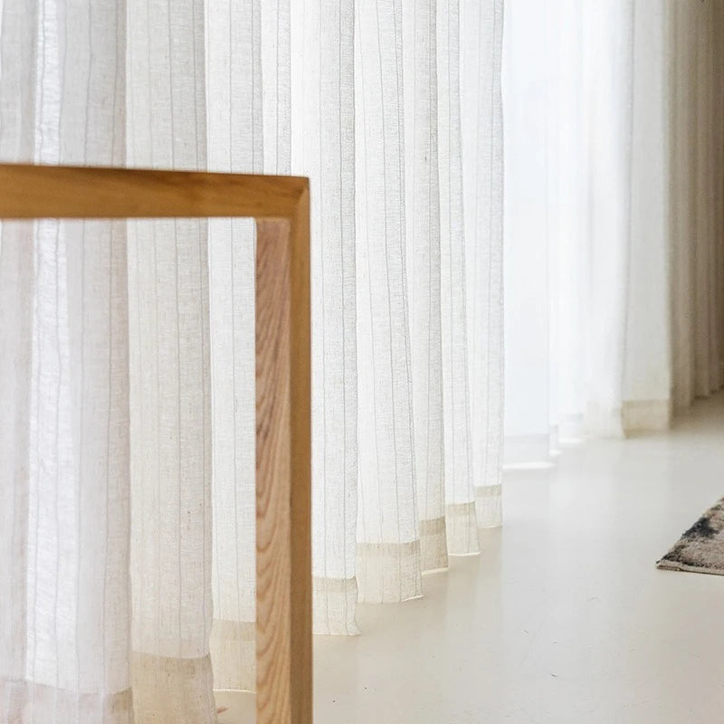 rideau moderne blanc rayures verticales transparent inclusion ruban adhésif clips 100cmx250cm maison