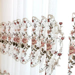 rideau transparent motif floral broderie classique romantique blanc rose beige fenêtre salon