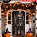 décoration murale halloween poster clown macabre citrouille squelette toile d'araignée gris rouge noire
