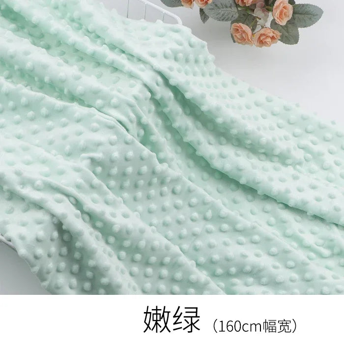 tissu brocart polyester 160cm texture points bleu clair blanc gris confortable doux matériau bricolage