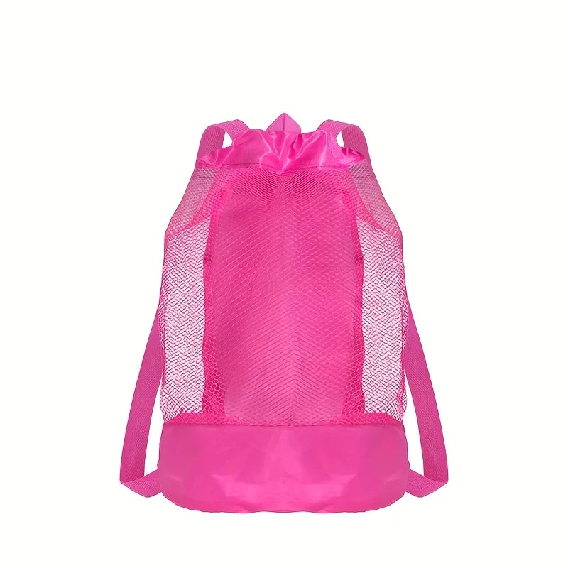 sac dos réutilisable polyestère maille rose bleu vert clair moderne fermeture éclair poche cordon