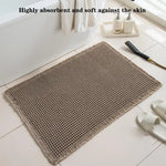 tapis bain beige clair gaufré antidérapant franges moderne dimensions 60x40cm