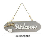 décor maison panneau welcome bois clair rustique lettres relief saisonnier ornement entrée fixe corde