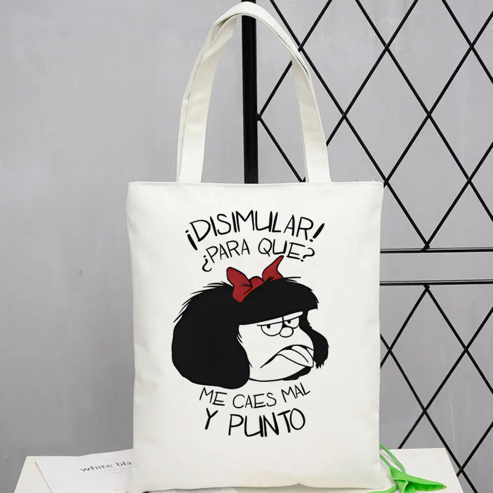 sac main toile dessin animé blanc moderne sans fermeture éclair poignées durable quotidien