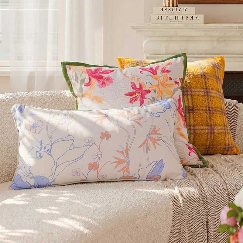 coussins décoratifs motifs floraux nordique poly coton modernes 30x50cm 45x45cm