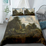 Ensemble de linge de lit avec housse et taies d'oreiller toile de Jouy