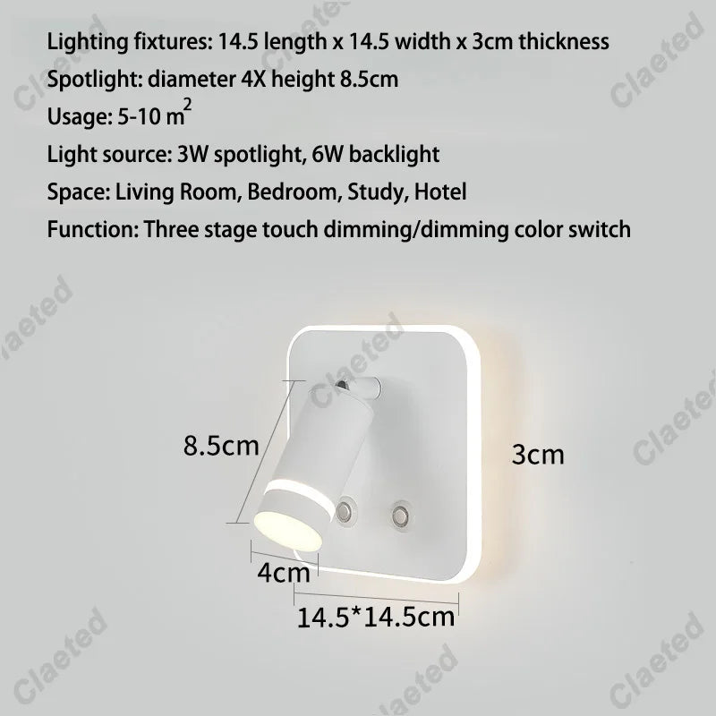 lampe murale moderne noire blanche dorée prise usb charge smartphone interrupteur éclairage chambre cuisine