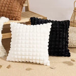 taie oreiller polyester animal compagnie lapin blanc noir marron texture relief moderne fixations