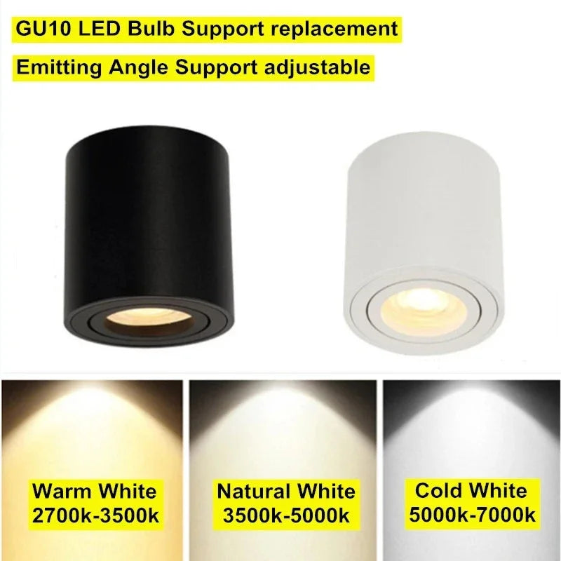Spot LED 9W 12W 15W noir blanc rond moderne gu10 fixation invisible