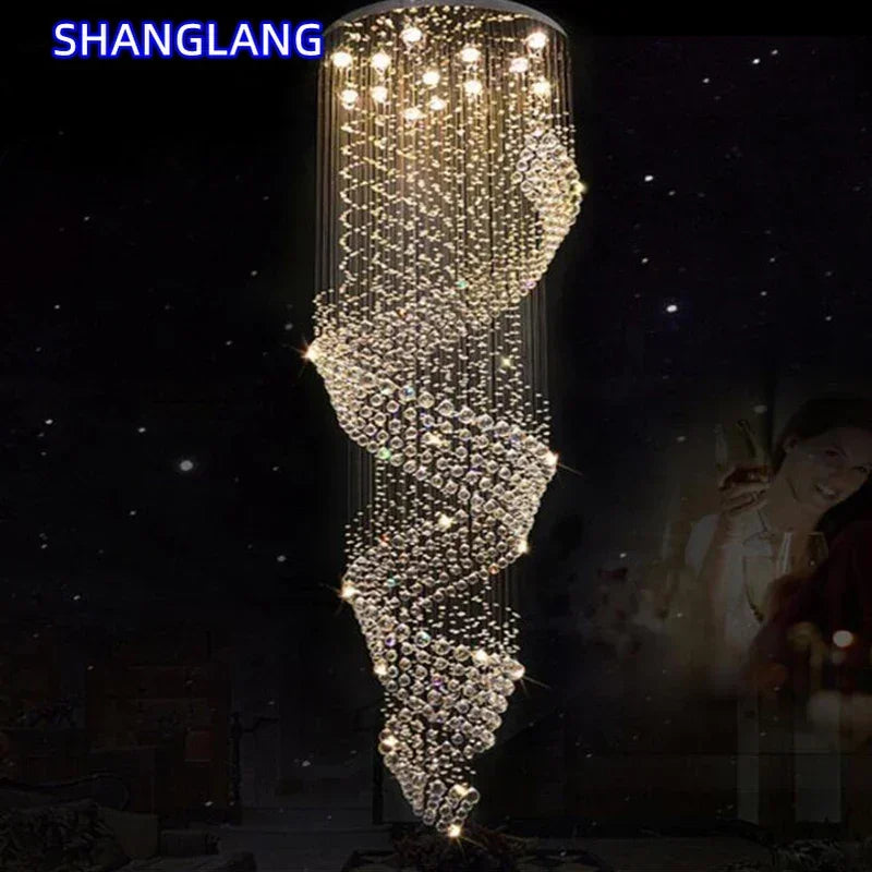 lampe suspendue moderne cristal transparente élégante lumière salon intérieur pendentif