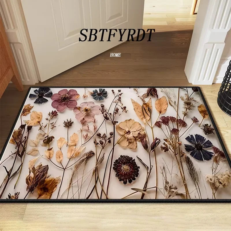 tapis fleurs relief multicolore moderne résistant décoration extérieur salon porte