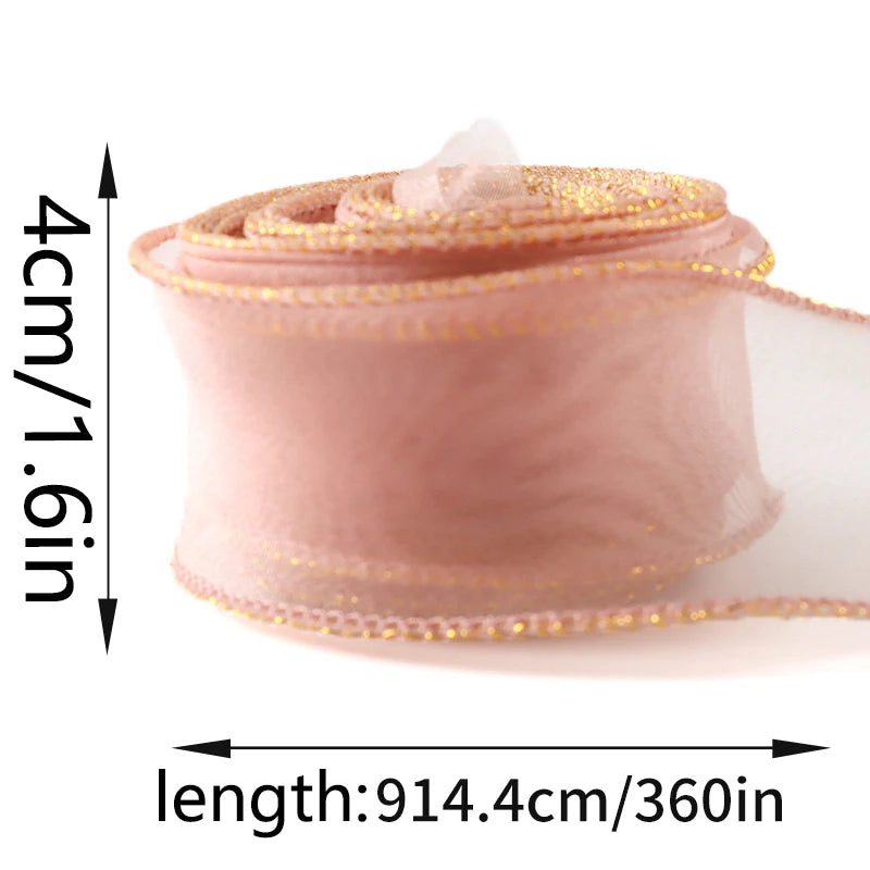 ruban organza bordure dorée classique rouge rose clair beige décoration gâteau boîte cadeau emballage