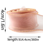 ruban organza bordure dorée classique rouge rose clair beige décoration gâteau boîte cadeau emballage