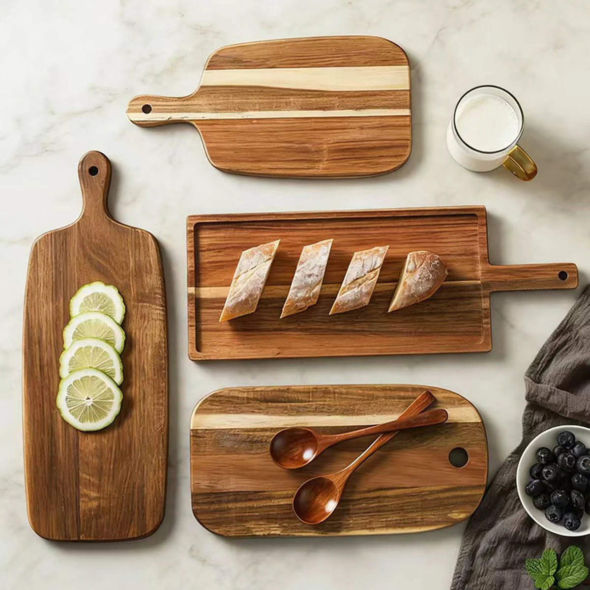 planche découper bois marron rustique poignée moderne dessert steak pain