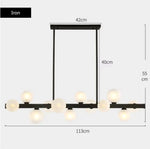 suspension lumineuse moderne or blanc boules translucides chaines interrupteur tactile