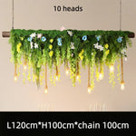Suspension lumineuse rustique feuilles fleurs vert blanc led pendentif naturel chambre salon