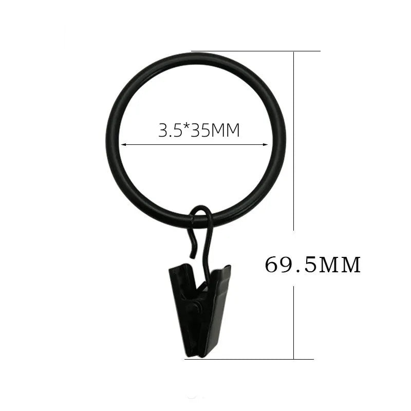 anneaux rideau pinces suspension métal antirouille moderne clips tringle noir rond lisse 3.5x25mm 3.5x32mm