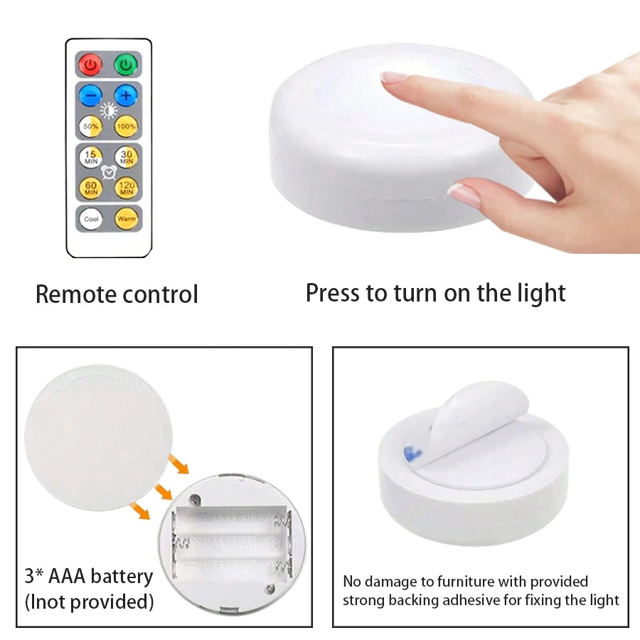 lampe led blanc moderne télécommande batterie adhésive chambre minimaliste 3500k 5500k