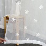 rideau blanc brodé flocons neige transparent moderne maison chambre salon