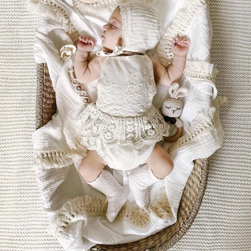 couverture bébé coton imprimé fleur gris clair bohème écharpe adhésive