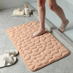 tapis bain antidérapant microfibre blanc texture cailloux moderne absorbant lavable machine doux