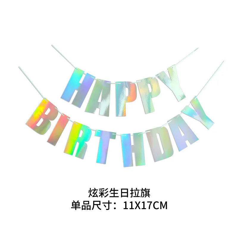 guirlande lettres happy birthday multicolore élégante occasion anniversaire brillantes dorées festive
