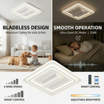 ventilateur led moderne blanc invisible télécommande couleurs changeantes élégant fixations invisibles