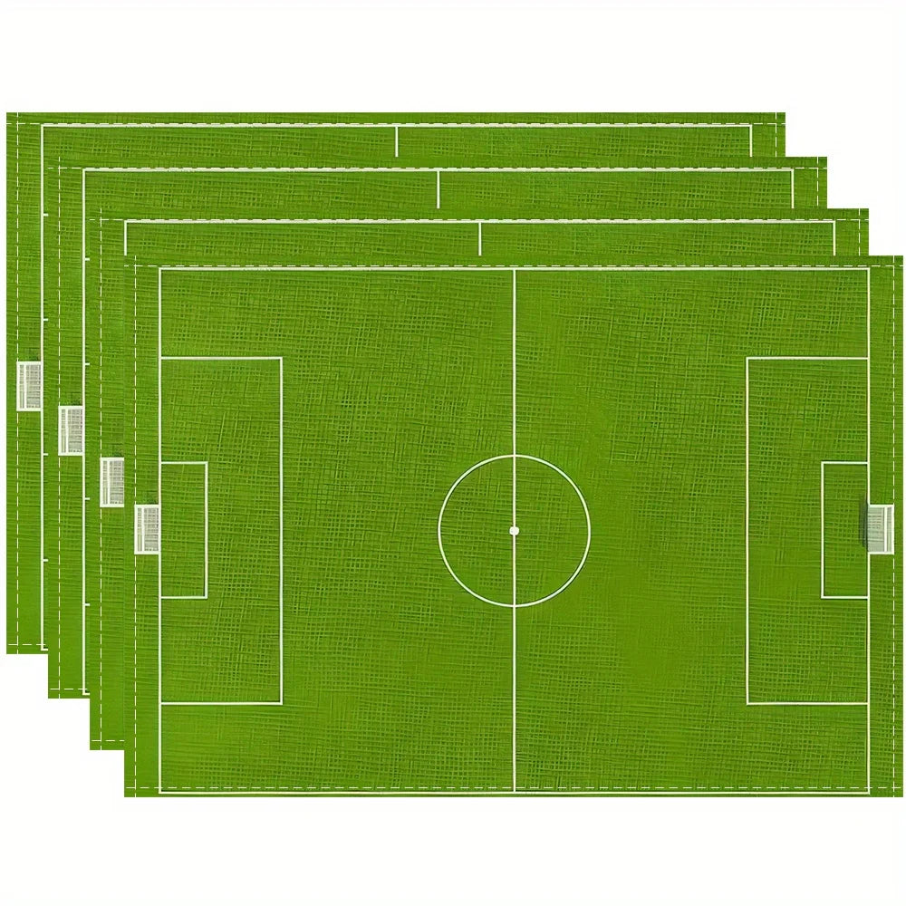tapis table moderne vert terrain football adhésif cuillère fourchette couteau tasse soucoupe livre vase