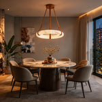 Suspension lumineuse moderne marbre marron cuir chaînes lumière LED 3000K 4500K 6000K