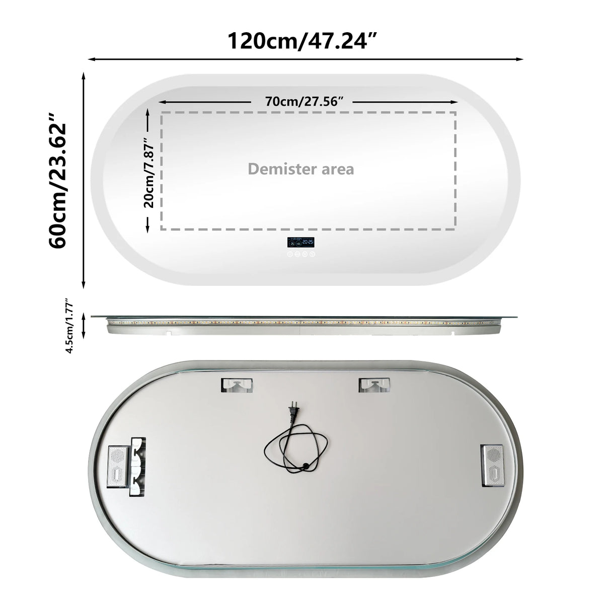 miroir lumineux moderne bluetooth éclairé anti buée date heure marbré blanc beige