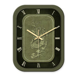 horloge murale bois marron aiguilles noires numeros blancs texture grunge moderne fixations quartz